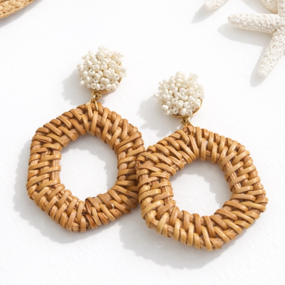 J. Crew Rattan Beaded Earrings